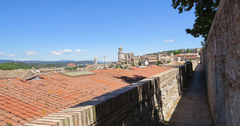 Los tejados y la catedral desde la vieja muralla de Girona