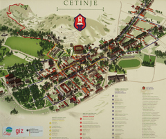 Plano turistico de Cetinje ex-capital de Montenegro