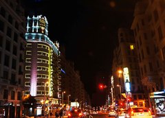La Gran Vía de noche, Madrid