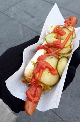 Hot dog al estilo danés en Copenhague