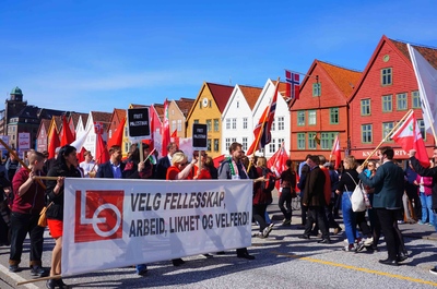 Desfile del Día del Trabajo en Bergen, Noruega