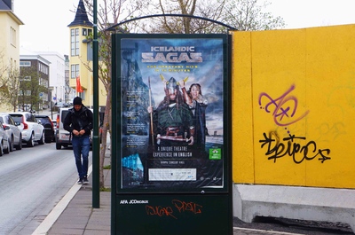 Publicidad de sagas vikingas en Reikiavik